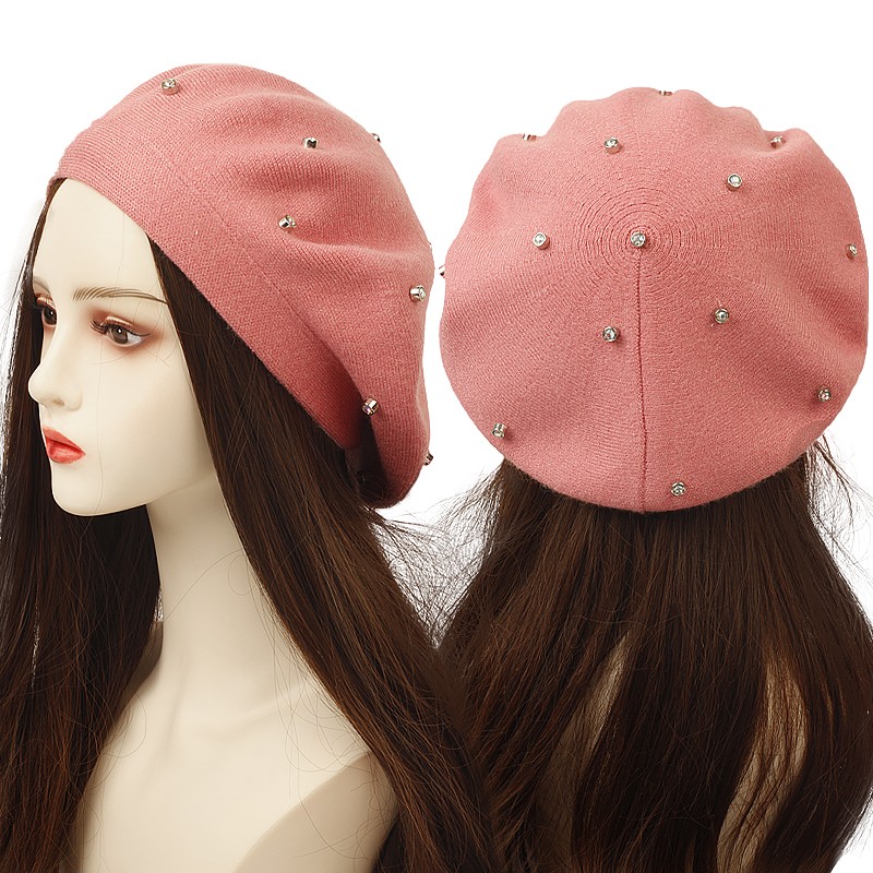 Beret French Wool - Boinas de Color con diamantes de